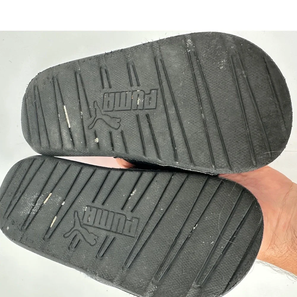 Puma Cool Cat Kids Slides Black Red White Athletic Sandals Size 11 US 28 EUR